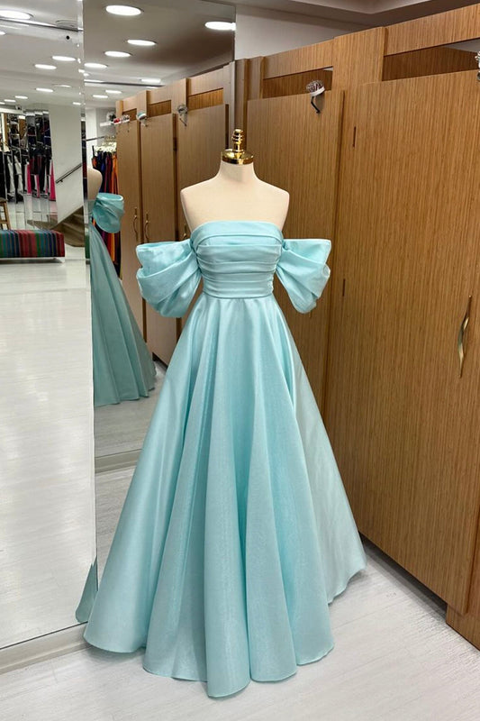 Blue Tulle Floor Length Prom Dress, Beautiful A-Line Formal Evening Dress