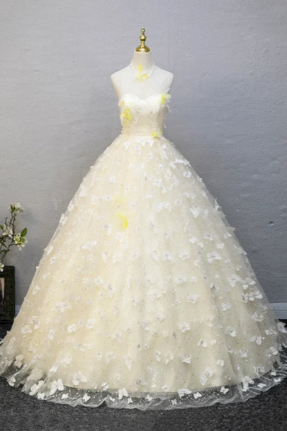 Elegant Halter Neckline Tulle Floor Length Prom Dress, off-white A-Line Evening Formal Dress ED01093