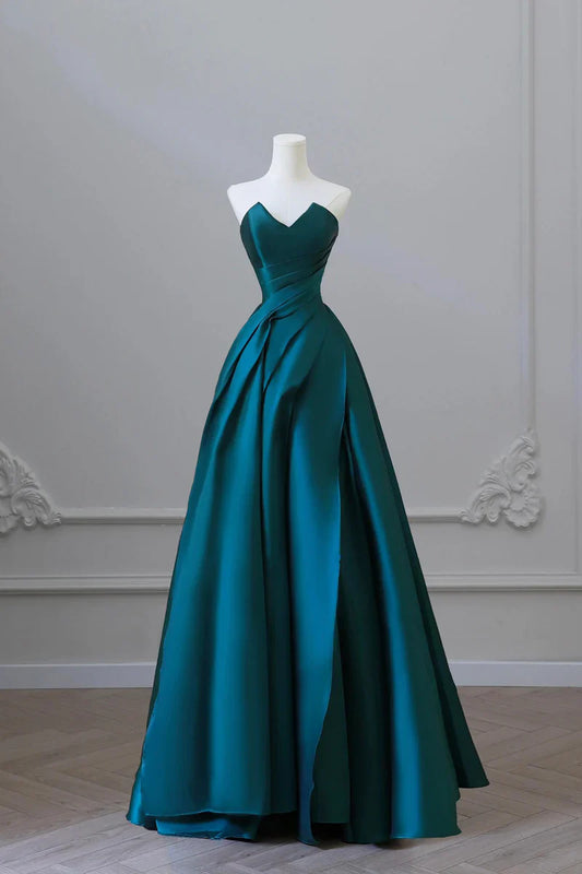 Blue Pretty Fashion Pleated A-line Off-shoulder Long Satin Princess Ball Gown Evening Dress Party Dress gh3433