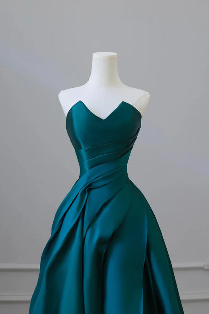 Blue Pretty Fashion Pleated A-line Off-shoulder Long Satin Princess Ball Gown Evening Dress Party Dress gh3433