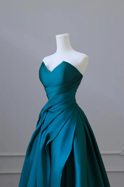 Blue Pretty Fashion Pleated A-line Off-shoulder Long Satin Princess Ball Gown Evening Dress Party Dress gh3433