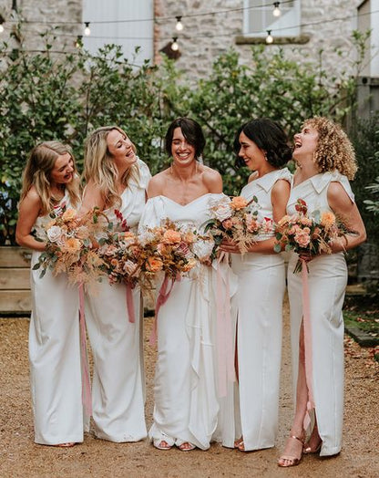 White Bridesmaid Dresses Wedding Inspiration One Shoulder Bridesmaid Dresses