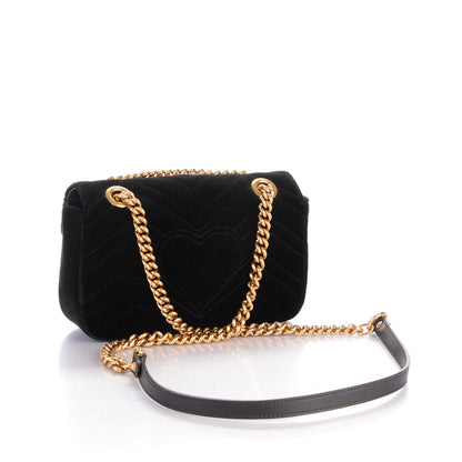 GUCCI Matelasse Velvet GG Marmont Mini Shoulder Bag (SHF-22601)