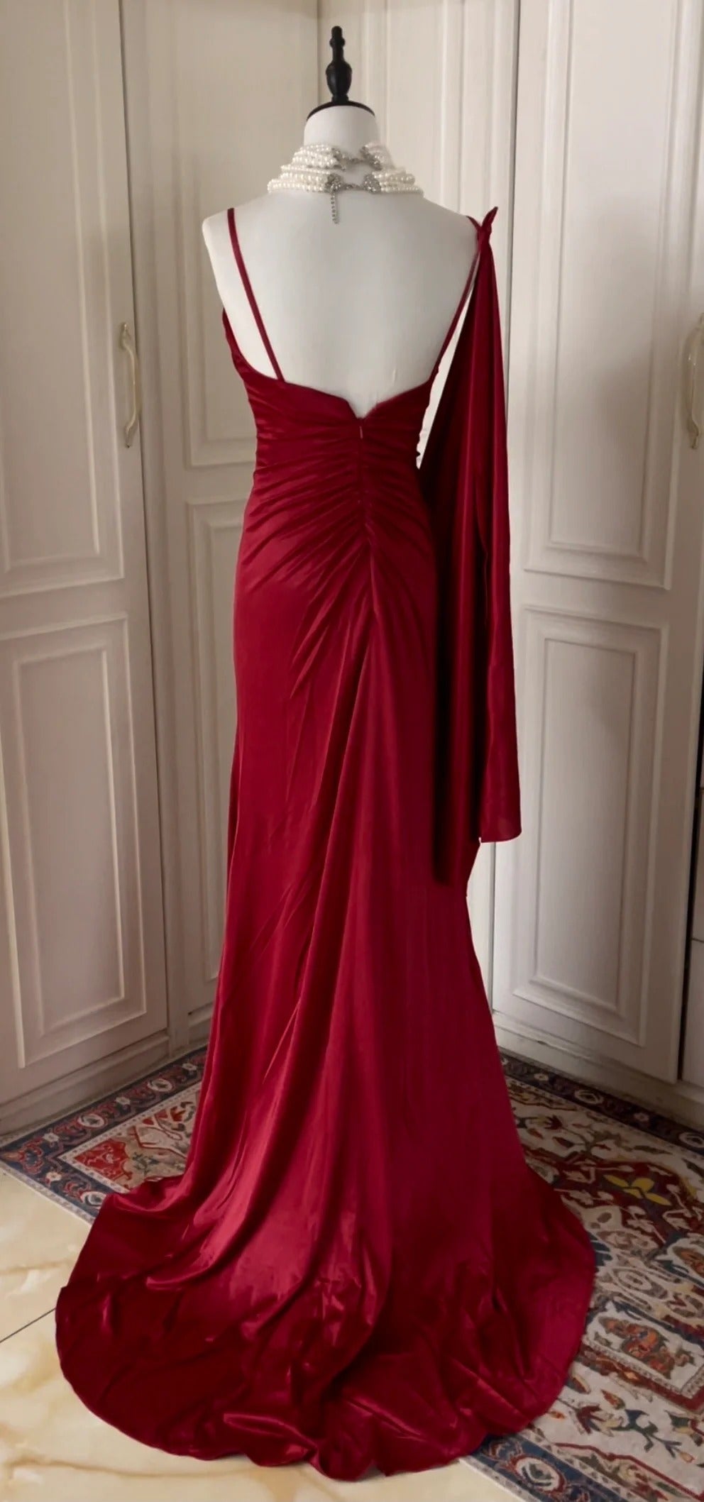 Burgundy Inspiration Muse Elegant Vintage Fashion Long Floor Length Ball Gown Evening Gown Party Dress gh4265