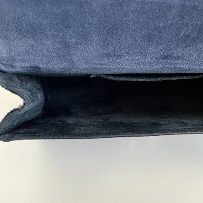 Yves Saint Laurent Lizard Embossed Blue Large Clutch