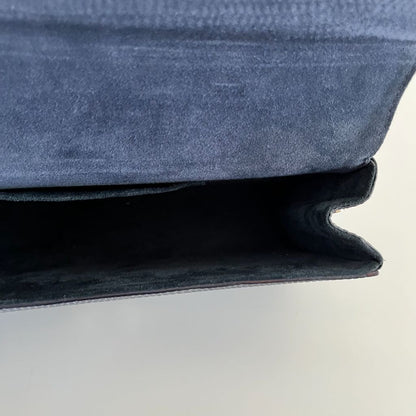 Yves Saint Laurent Lizard Embossed Blue Large Clutch