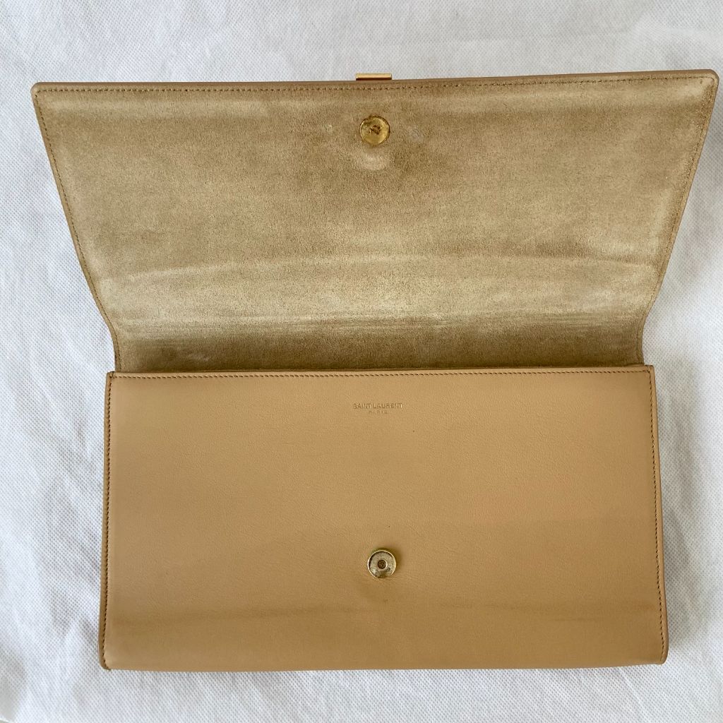 Yves Saint Laurent Nude Calfskin Leather Ligne Y Clutch Bag