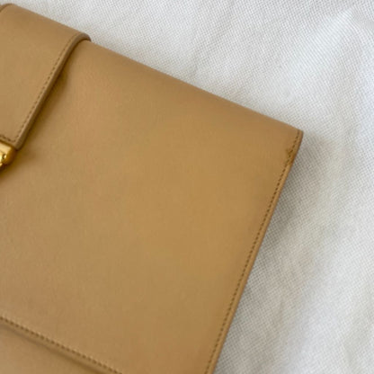 Yves Saint Laurent Nude Calfskin Leather Ligne Y Clutch Bag