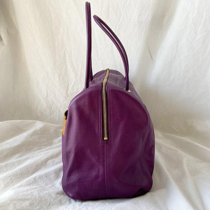 Yves Saint Laurent Purple Leather Lucky Chyc Bowler Bag