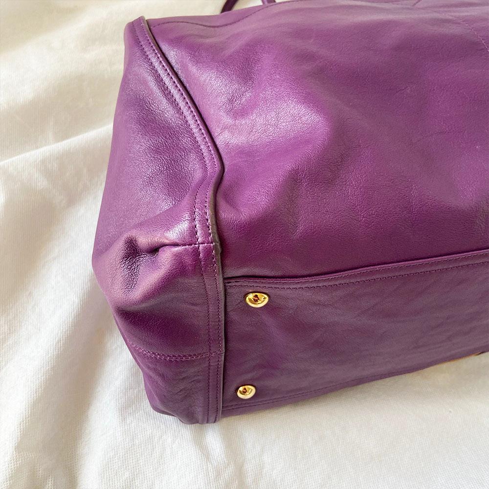 Yves Saint Laurent Purple Leather Lucky Chyc Bowler Bag