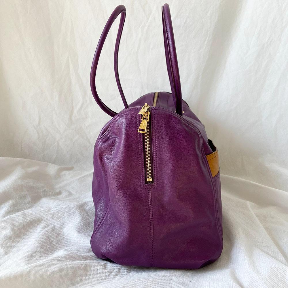 Yves Saint Laurent Purple Leather Lucky Chyc Bowler Bag
