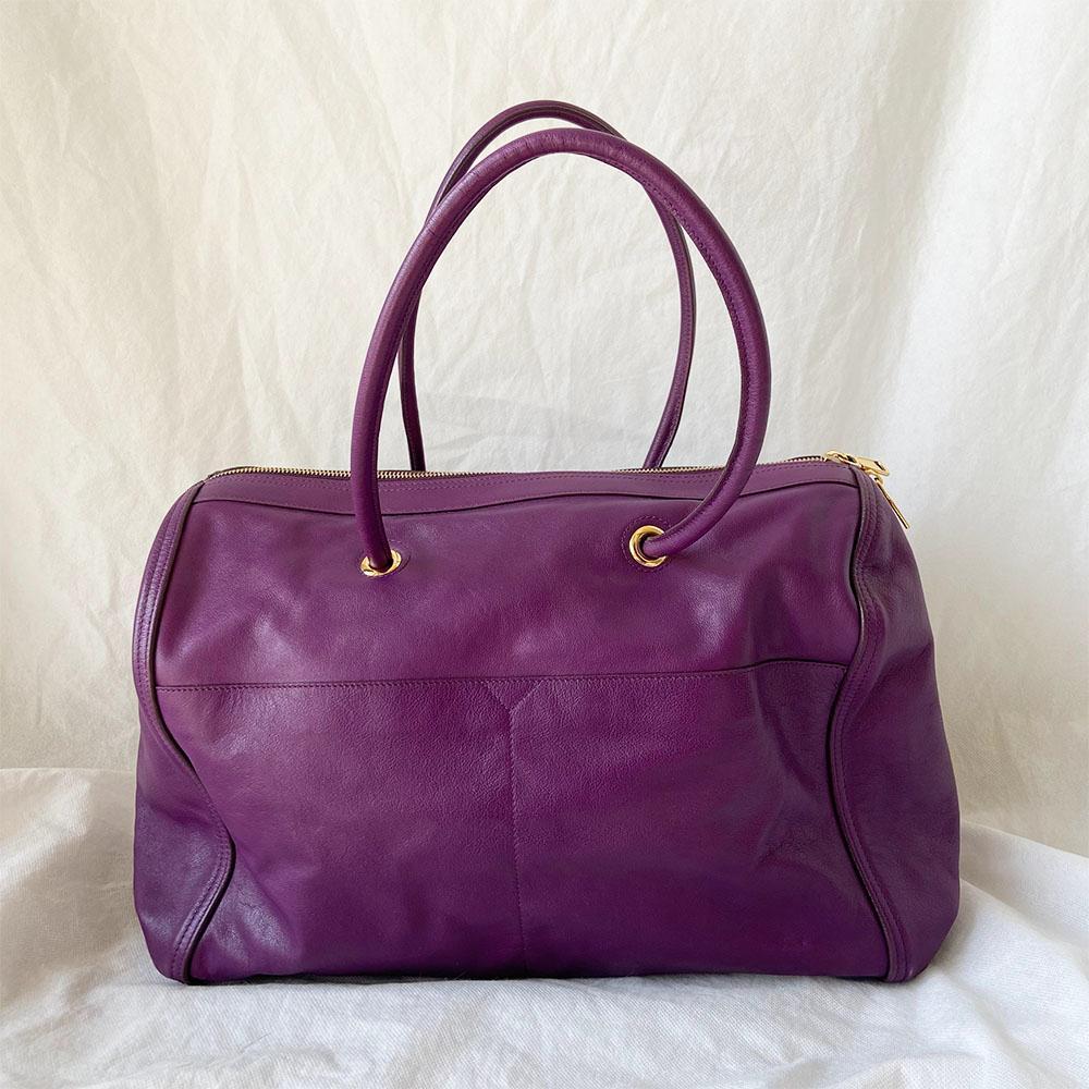 Yves Saint Laurent Purple Leather Lucky Chyc Bowler Bag