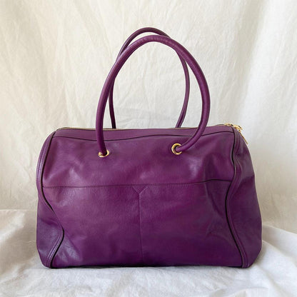 Yves Saint Laurent Purple Leather Lucky Chyc Bowler Bag