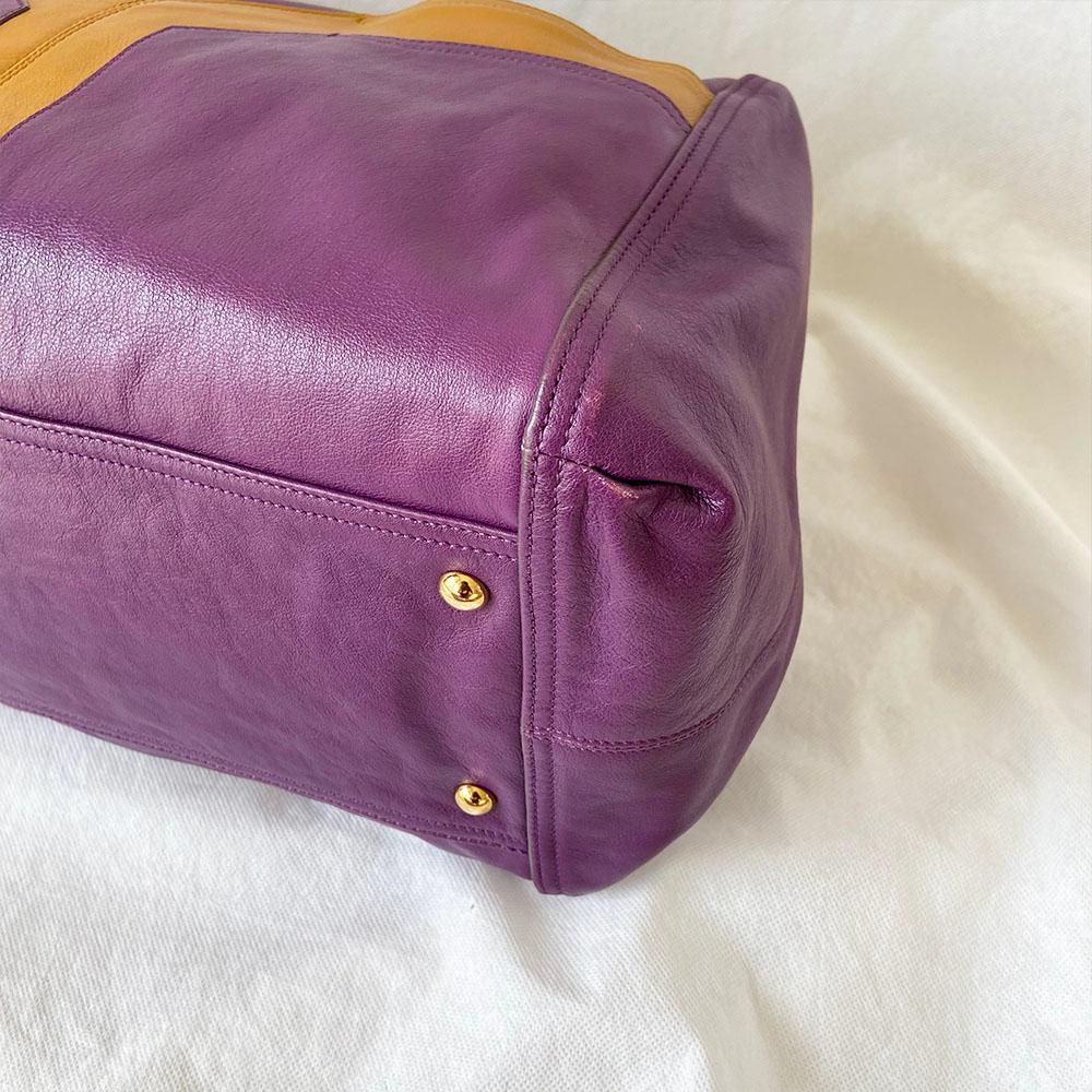 Yves Saint Laurent Purple Leather Lucky Chyc Bowler Bag