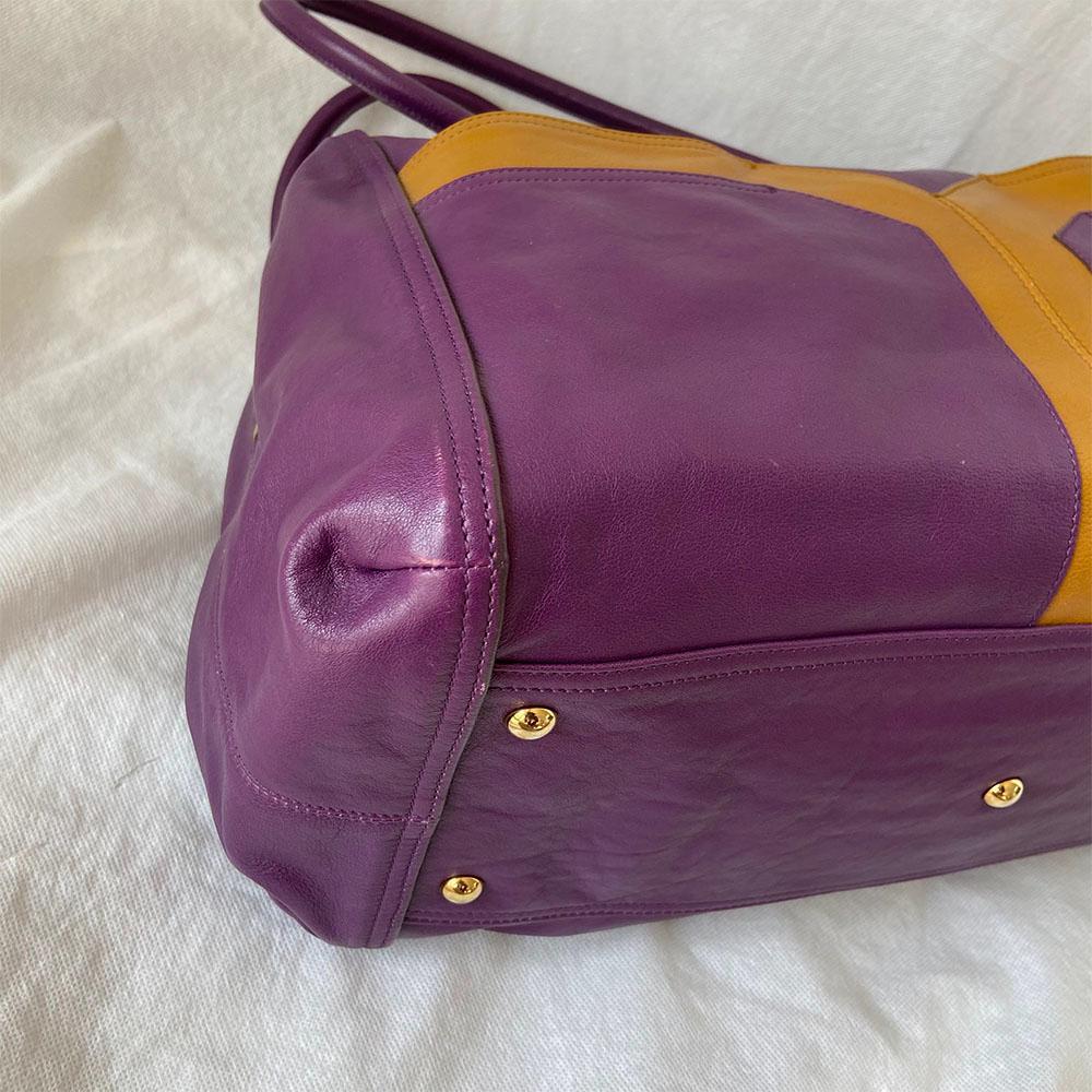 Yves Saint Laurent Purple Leather Lucky Chyc Bowler Bag