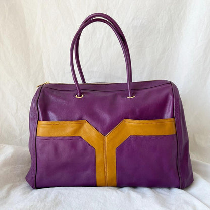 Yves Saint Laurent Purple Leather Lucky Chyc Bowler Bag