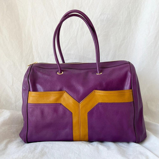 Yves Saint Laurent Purple Leather Lucky Chyc Bowler Bag