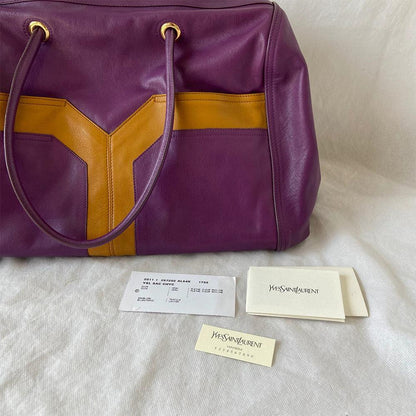Yves Saint Laurent Purple Leather Lucky Chyc Bowler Bag