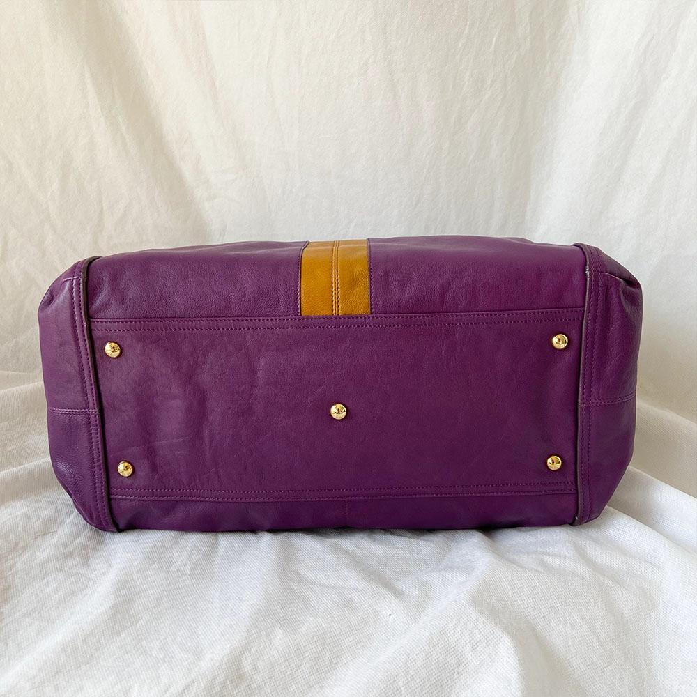 Yves Saint Laurent Purple Leather Lucky Chyc Bowler Bag