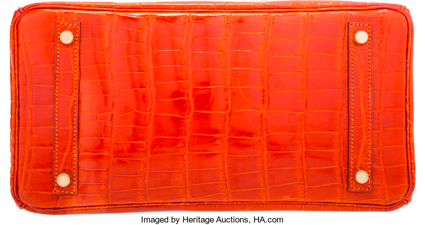 H A SHINY ORANGE POROSUS CROCODILE BIRKIN 30 GOLD HARDWARE ORANGE 30CM