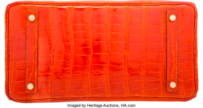H A SHINY ORANGE POROSUS CROCODILE BIRKIN 30 GOLD HARDWARE ORANGE 30CM