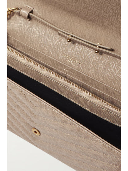 Saint Laurent Cassandre Chain Matelassé Textured-Leather Wallet